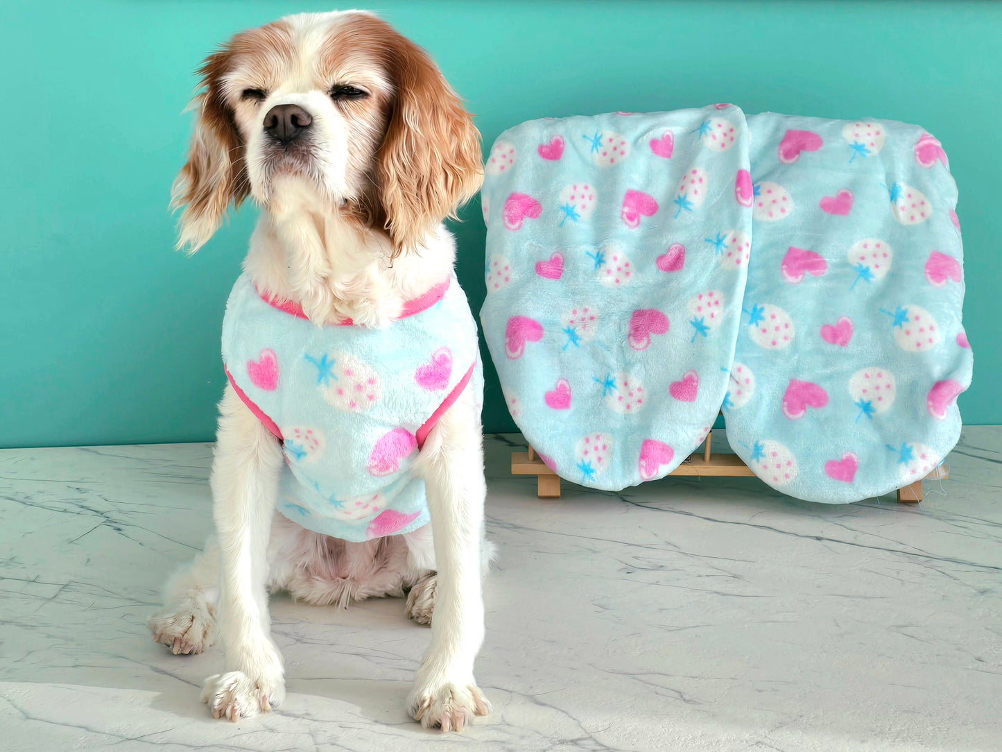 Strawberry Pink Heart Lightweight Dog Fleece Sweater