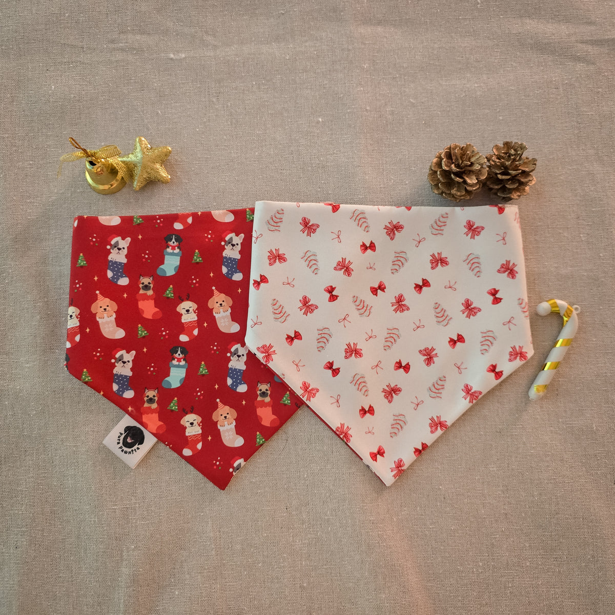 Santa Paws & Bow Reversible Bandana