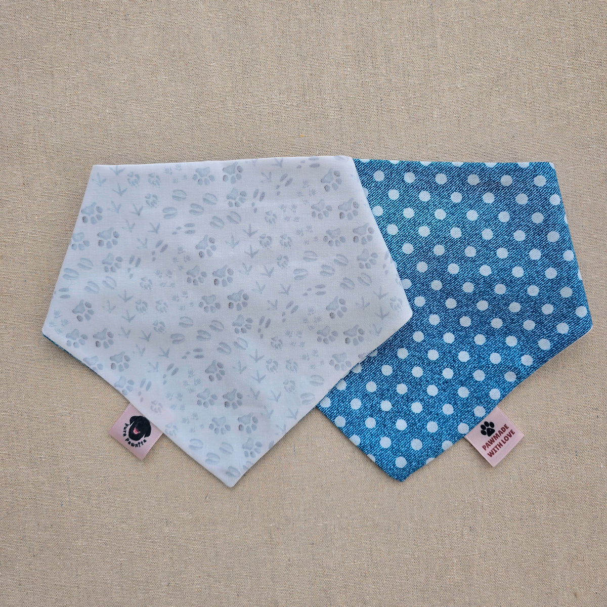 Paws & Snow Dots Reversible Bandana