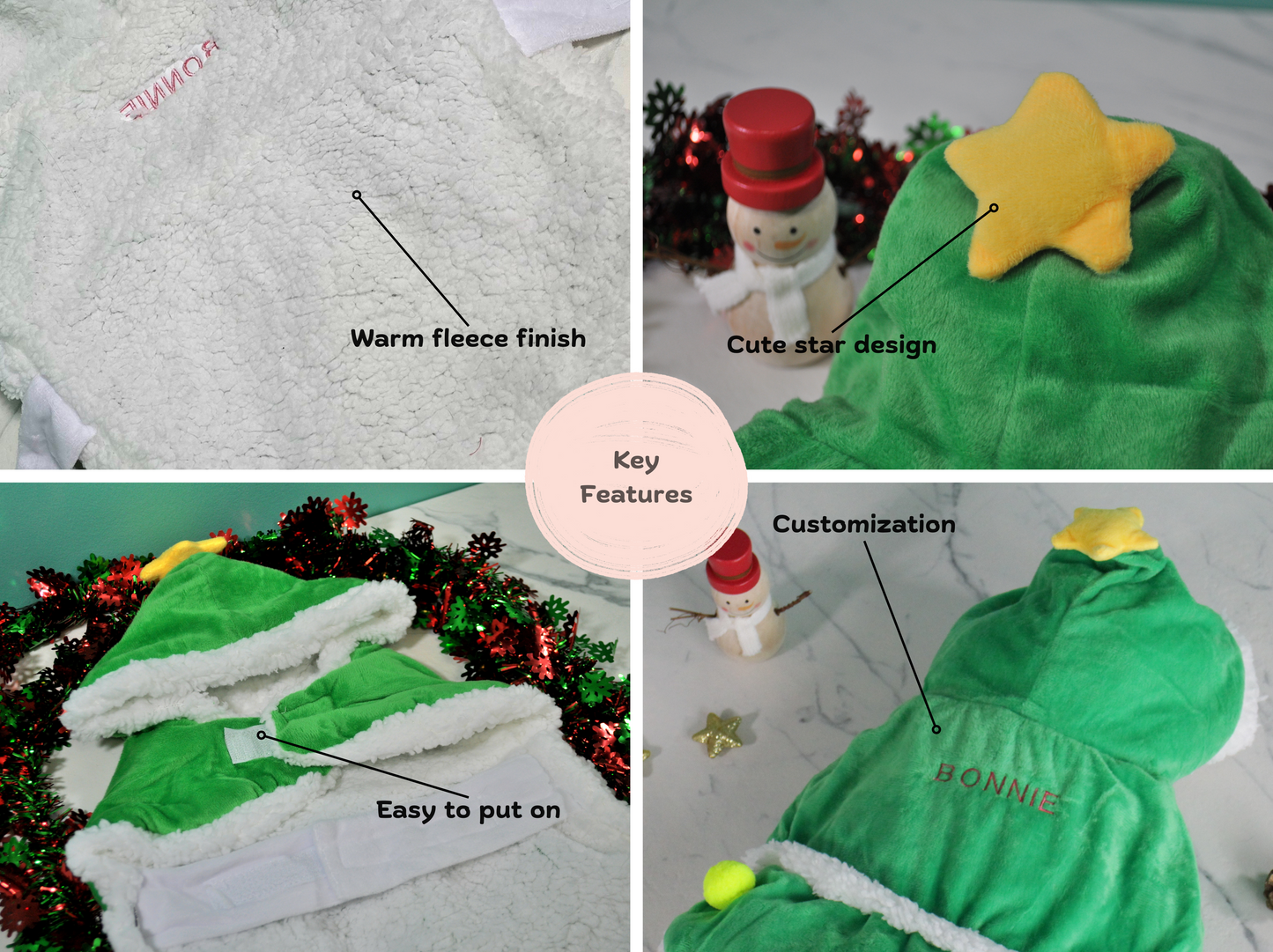 Pet Christmas Holiday Costume | Customized Embroidery Available