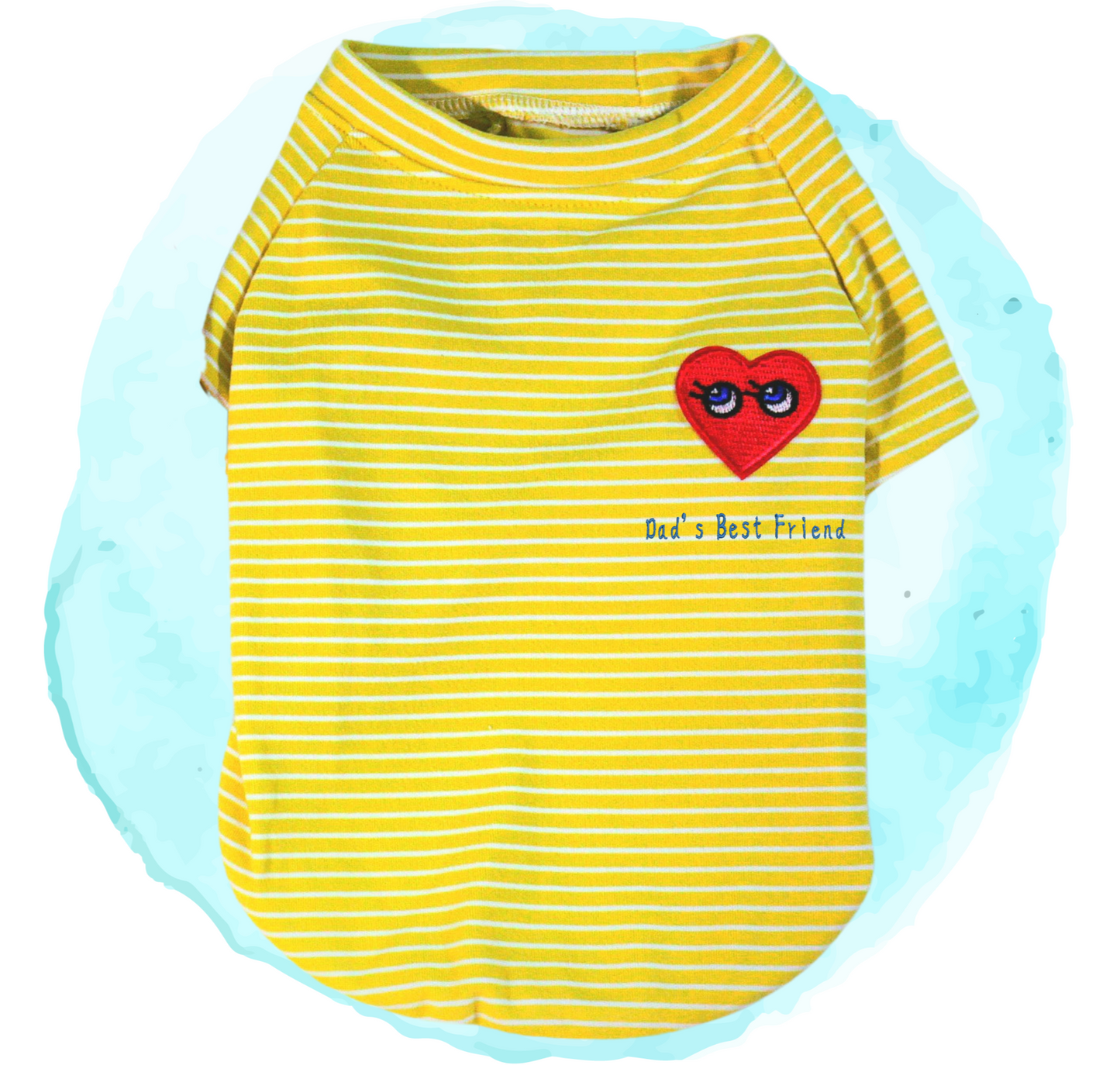 Embroidered Mom/Dad's Best Friend Dog T-shirt with Heart Patch ♥ | Yellow & Pink