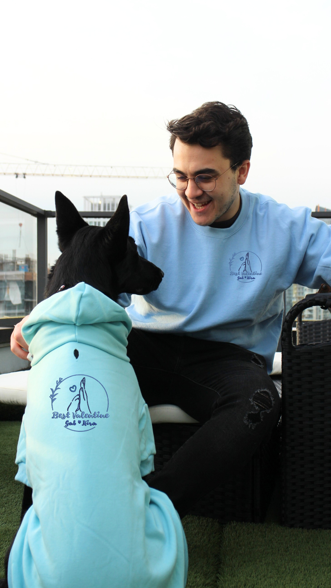 Valentine's Day Embroidered Matching Sweaters with Dog