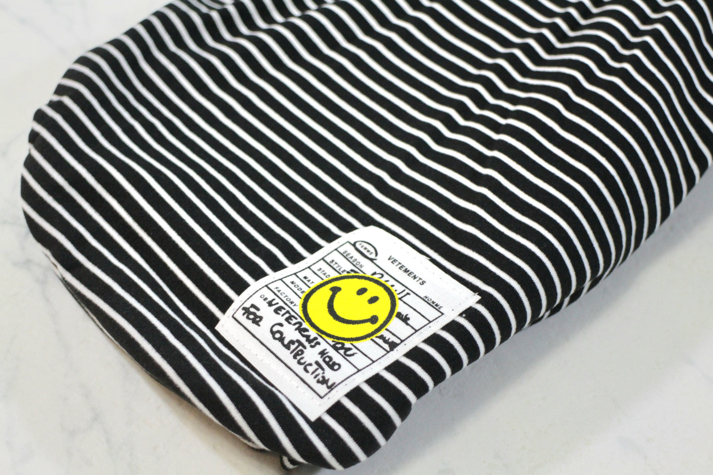 Thick and Warm Striped Hoodie with Yellow Smiley Patch