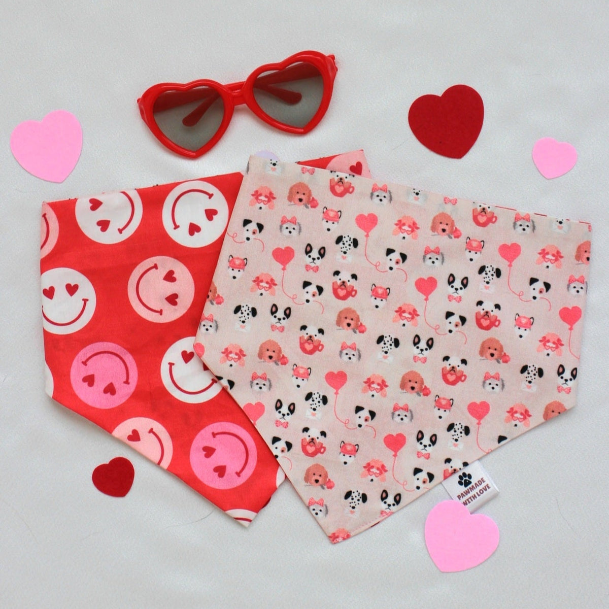 Puppy Love Smiles & Sweethearts Bandanas