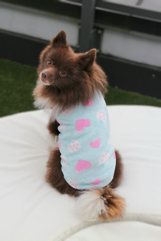 Strawberry Pink Heart Lightweight Dog Fleece Sweater