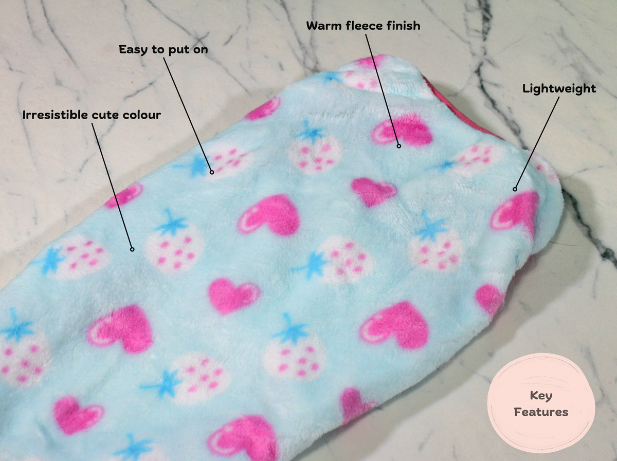 Strawberry Pink Heart Lightweight Dog Fleece Sweater